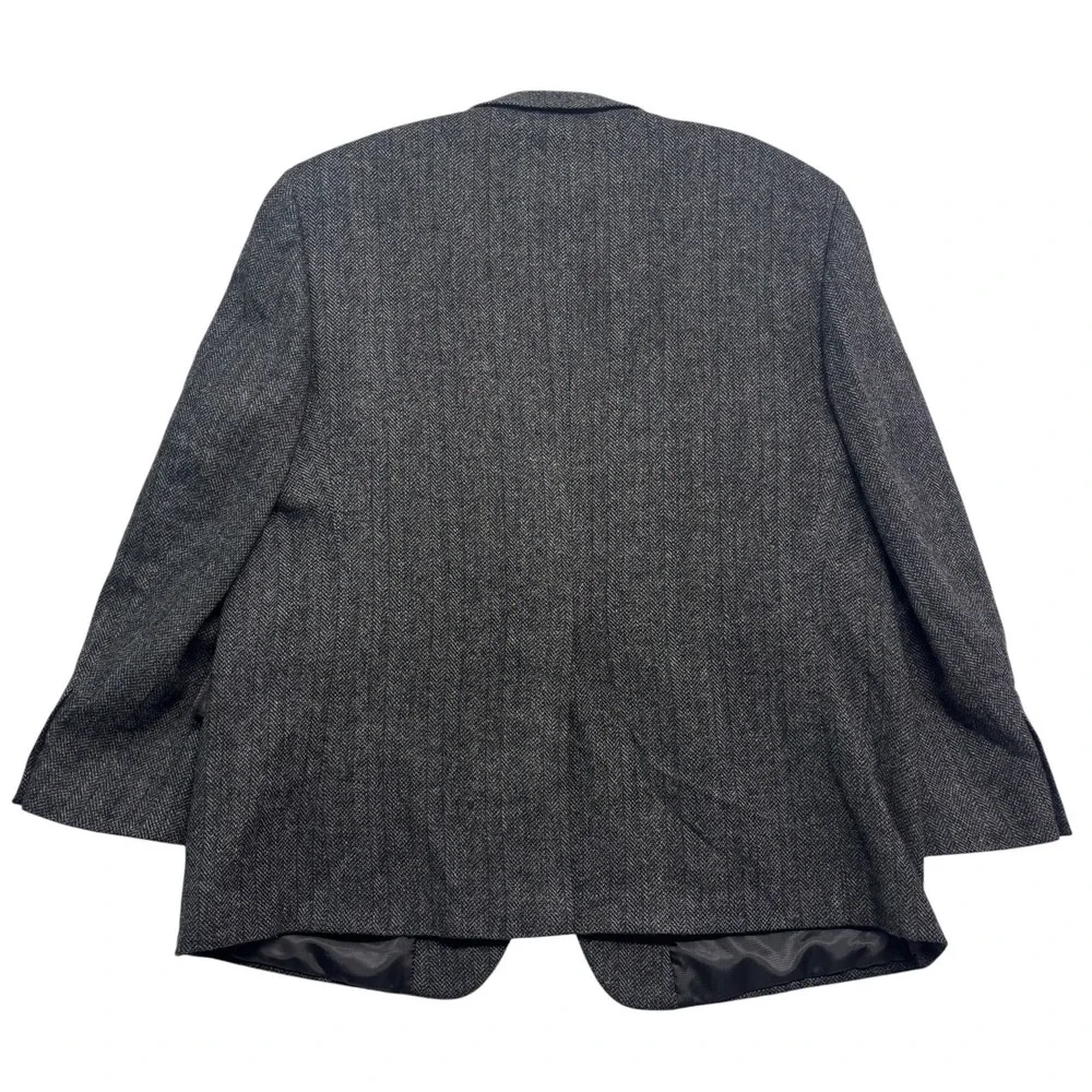 vtg Gray Herringbone Stripe Tweed 50R Blazer Jacket Sport Suit Coat Wool Mens